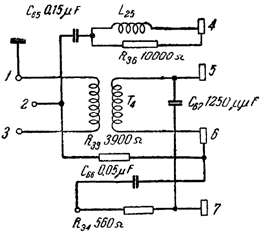 Схема соединений трансформатора звукоснимателя радиолы