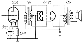 Схема усилителя мощности низкой частоты на лампе 6Н9С